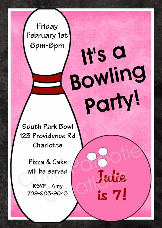 Bowling Party Invitations for Girls