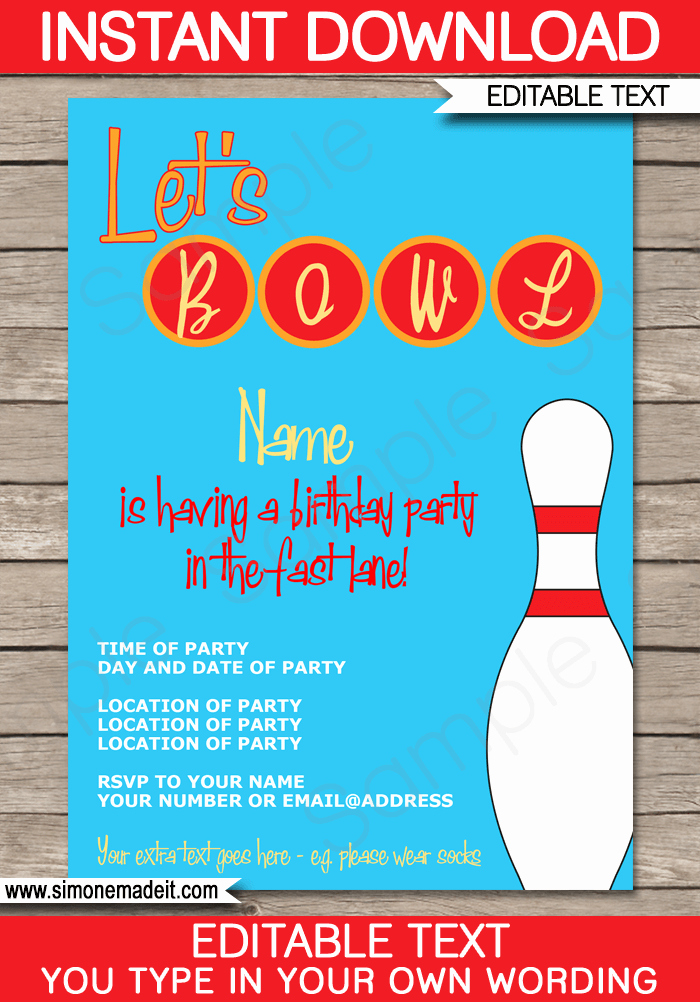 Bowling Party Invitations Template