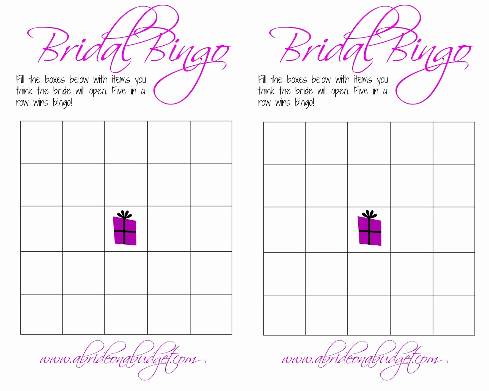 Bridal Bingo and A Free Printable