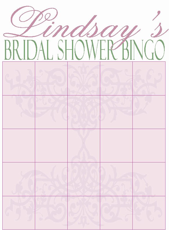 Bridal Bingo Template