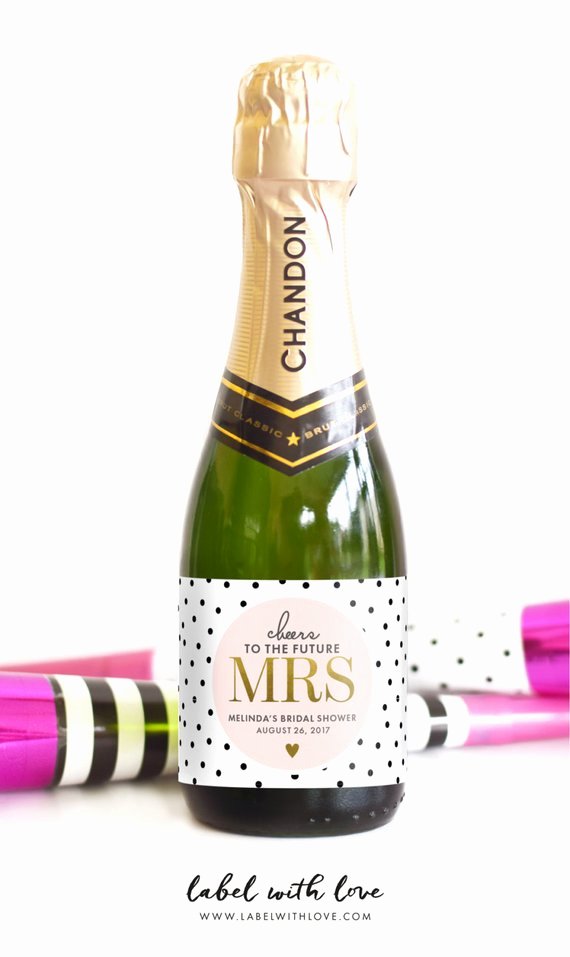 Bridal Shower Mini Champagne Bottle Labels Weatherproof