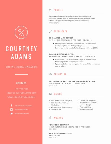 Bright social Media Manager Resume Templates by Canva
