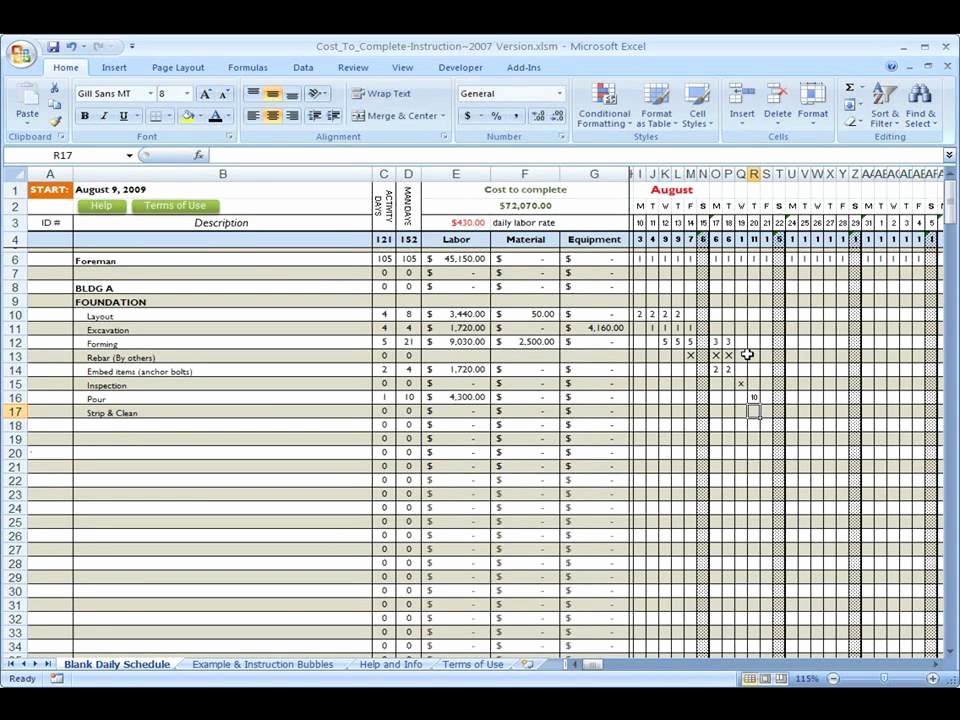 Building Cost Estimate Template Excel Free Construction