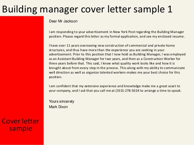 Building Manager Cover Letter