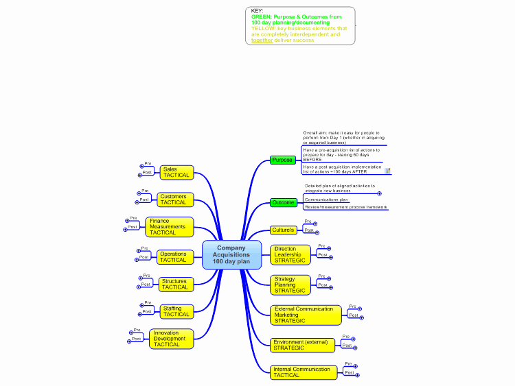 Business Acquisition 100 Day Plan Mindmanager Mind Map