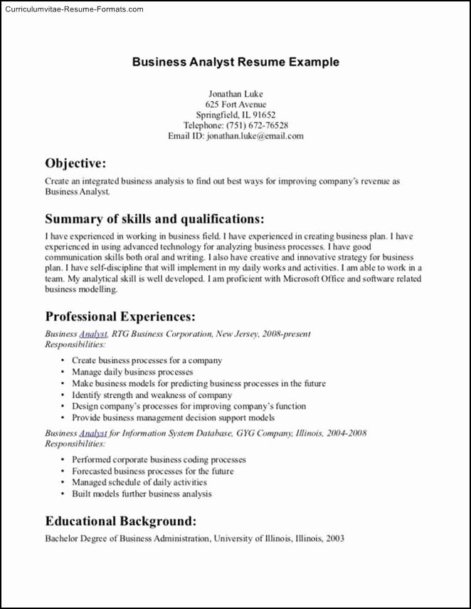 Business Administration Resume Template Free Samples