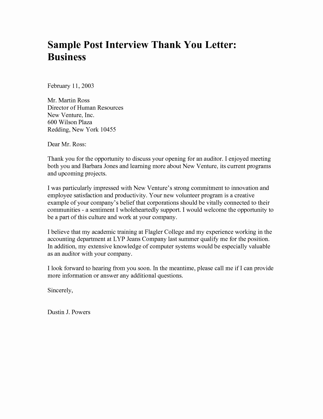 Business Appreciation Letter