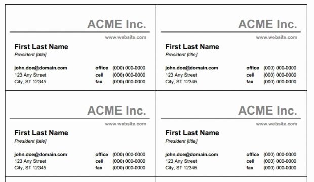 Business Card Template for Microsoft Word