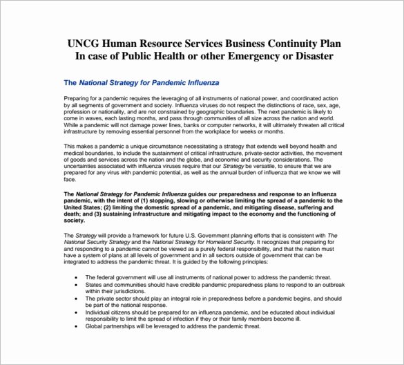 business continuity plan template