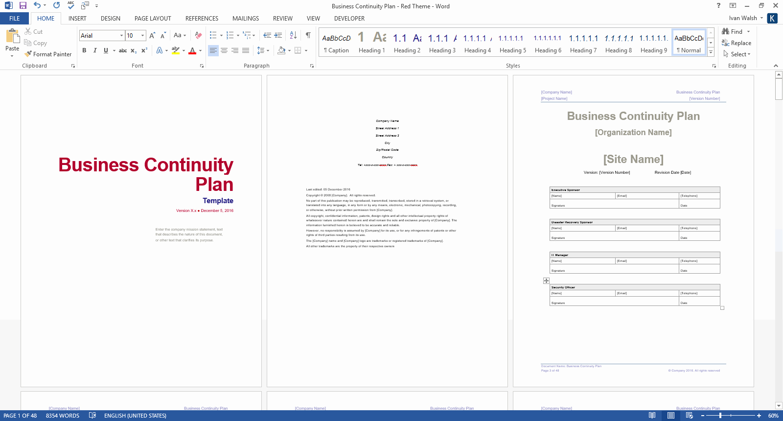 Business Continuity Plan Template 48 Pages Word 12 Excel