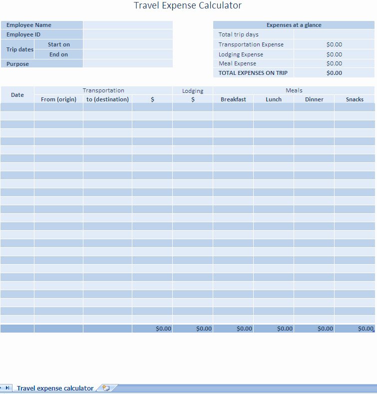 Business Expense Report Excel Template