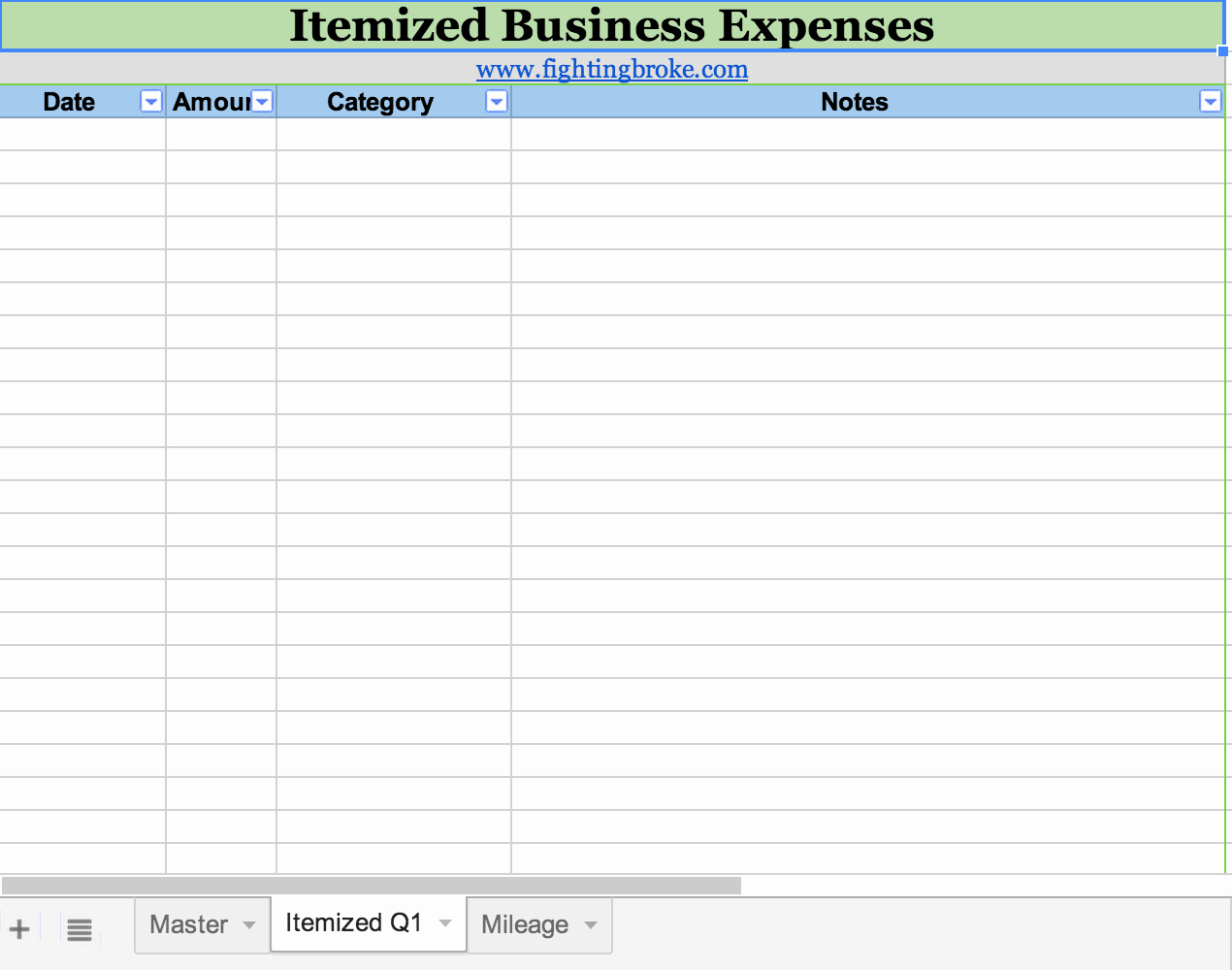 Business Expense Spreadsheet Template Free Spreadsheet for