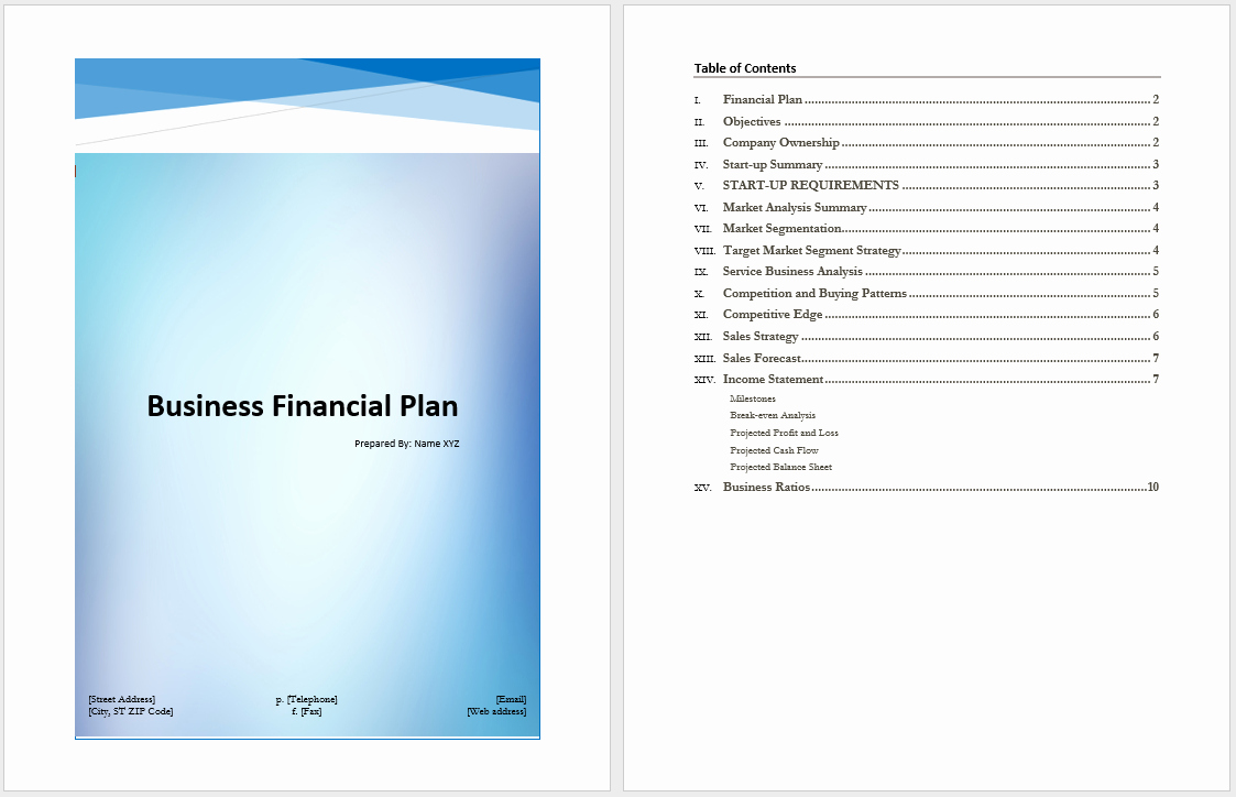 Business Financial Plan Template – Microsoft Word Templates