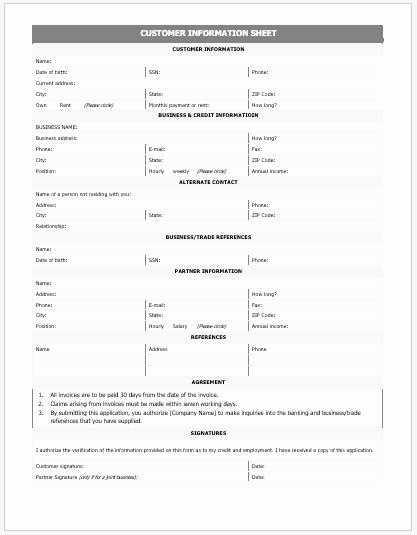 Business format Client Information Sheet