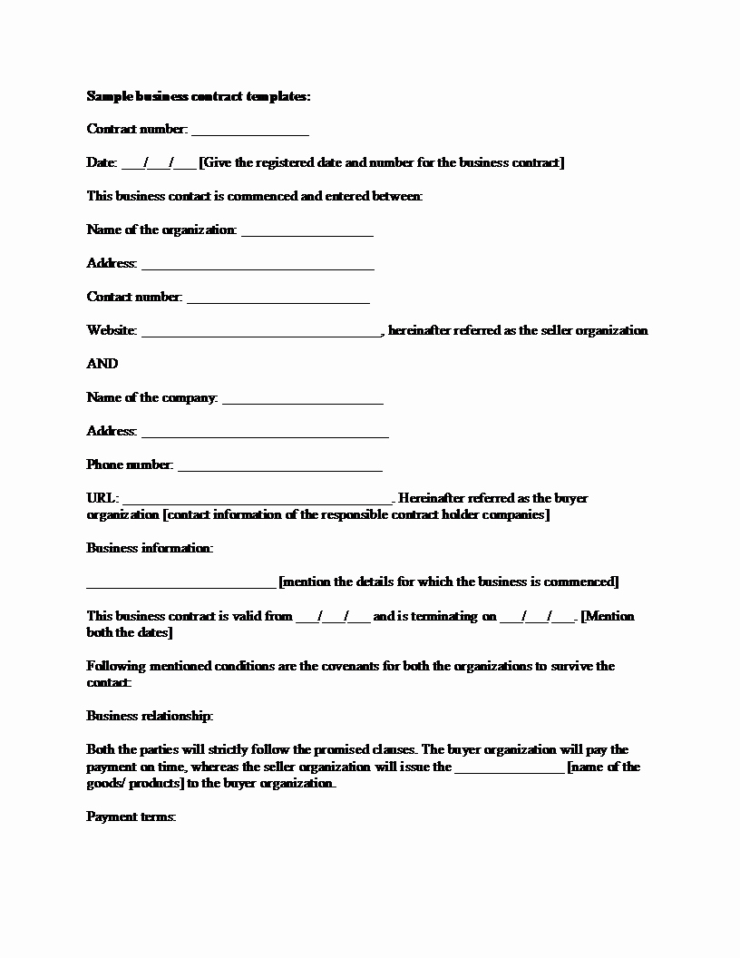 Business Free Printable Business Contract Template
