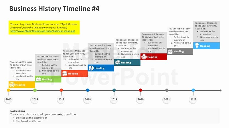 Business History Timeline Editable Powerpoint Template