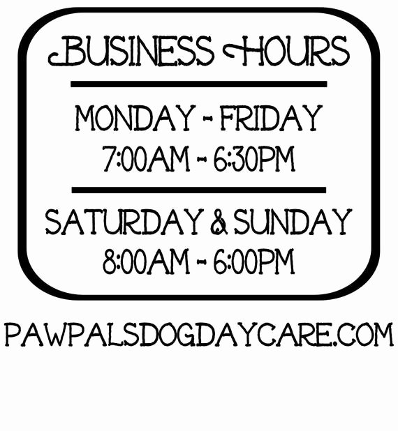 Business Hours Vinyl Decal Store Hours Open Hours