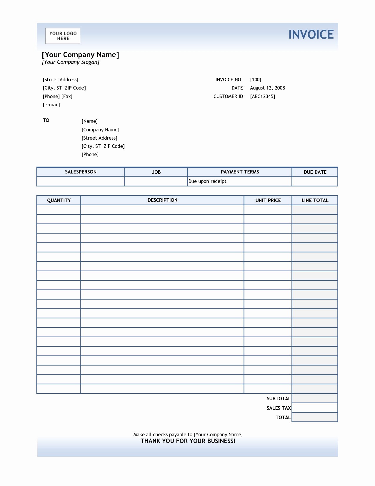 Business Invoice Template Excel Invoice Template Ideas