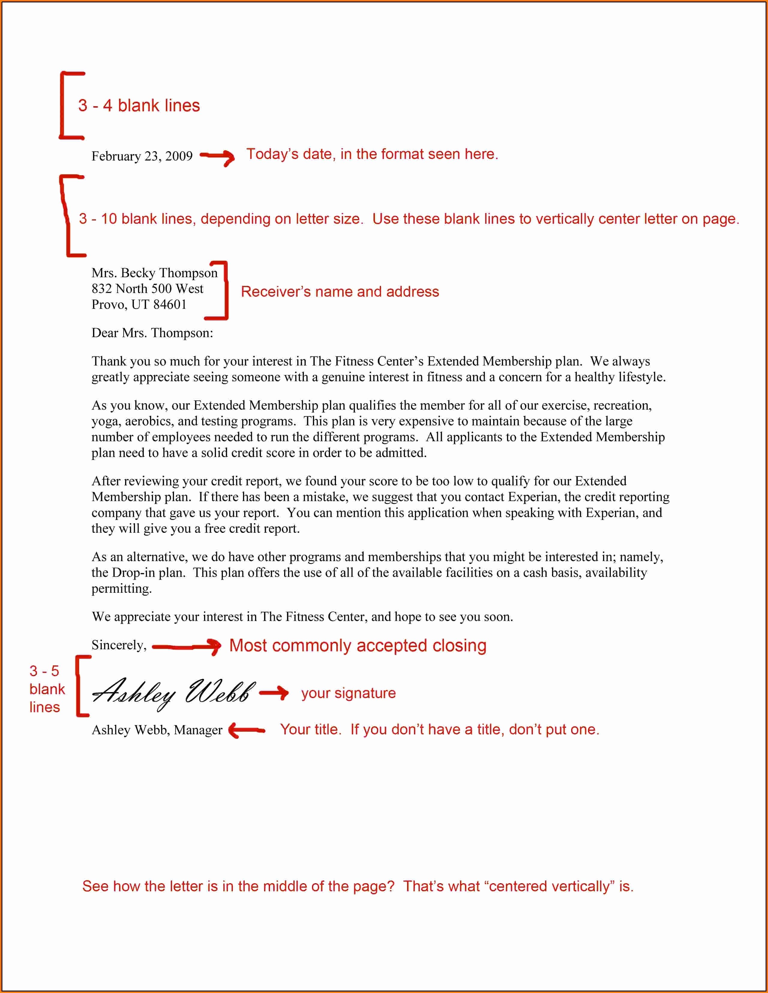 Business Letter format Spacing Template