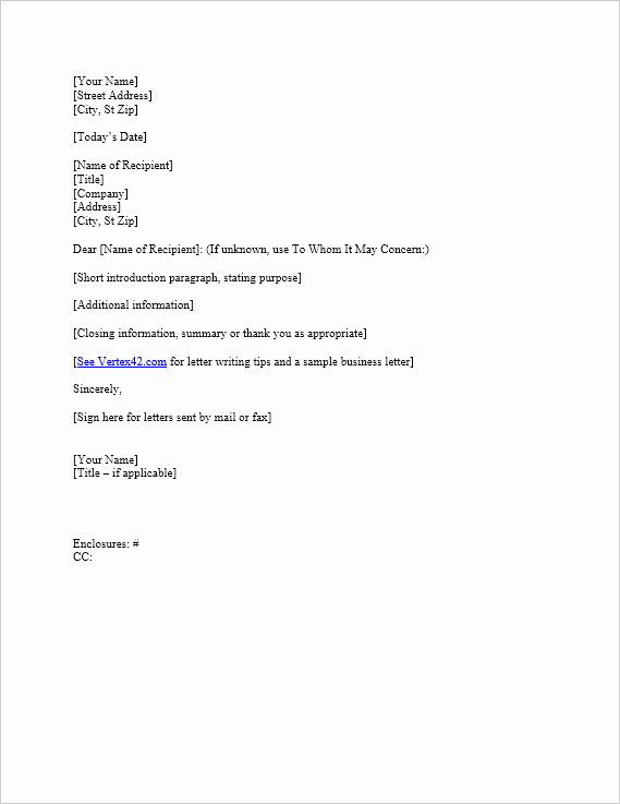 Business Letter Template for Word