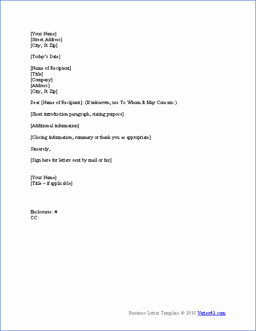 Business Letter Template for Word