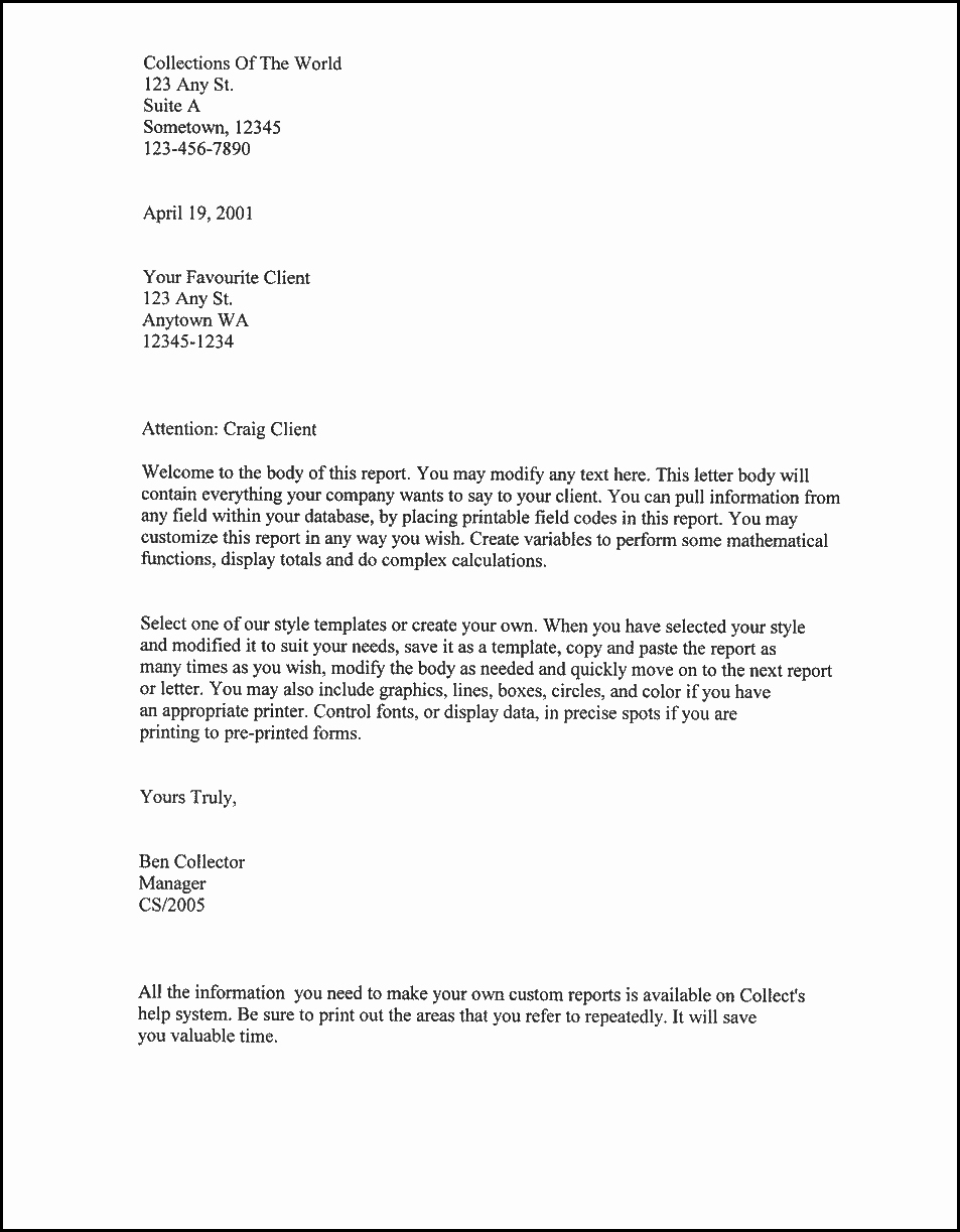 business letter template free example