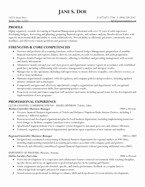 Business Management Resume Examples