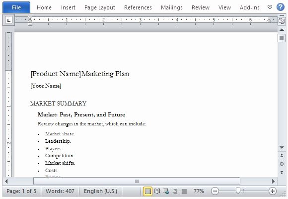 Business Marketing Plan Template for Microsoft Word