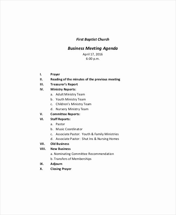 Business Meeting Agenda Template – 10 Free Word Pdf