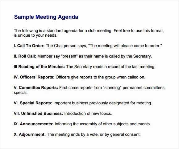 Business Meeting Agenda Template 5 Download Free