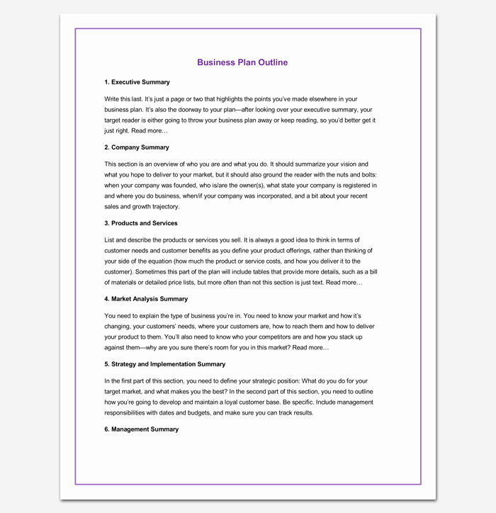 Business Outline Template 20 Free Samples formats