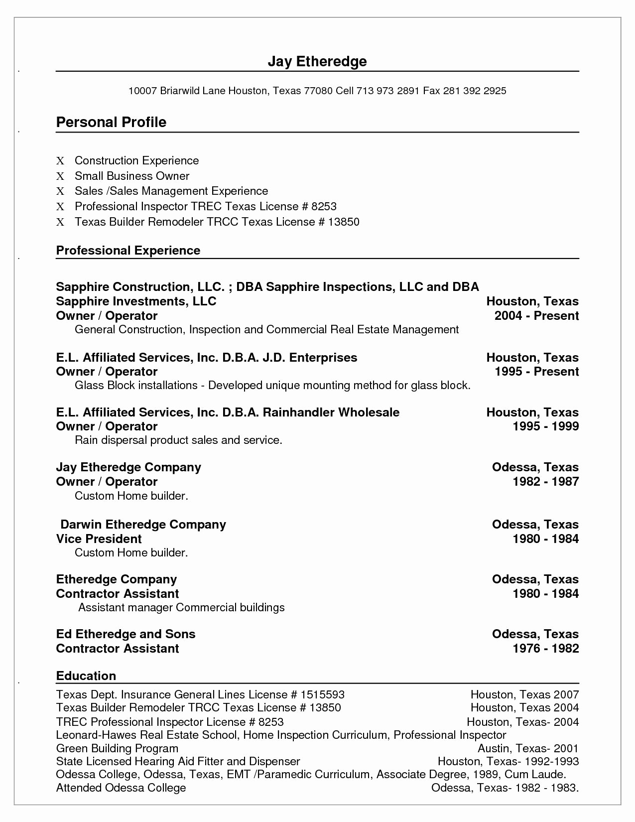 Business Owner Resume Examples Business Owner Resume