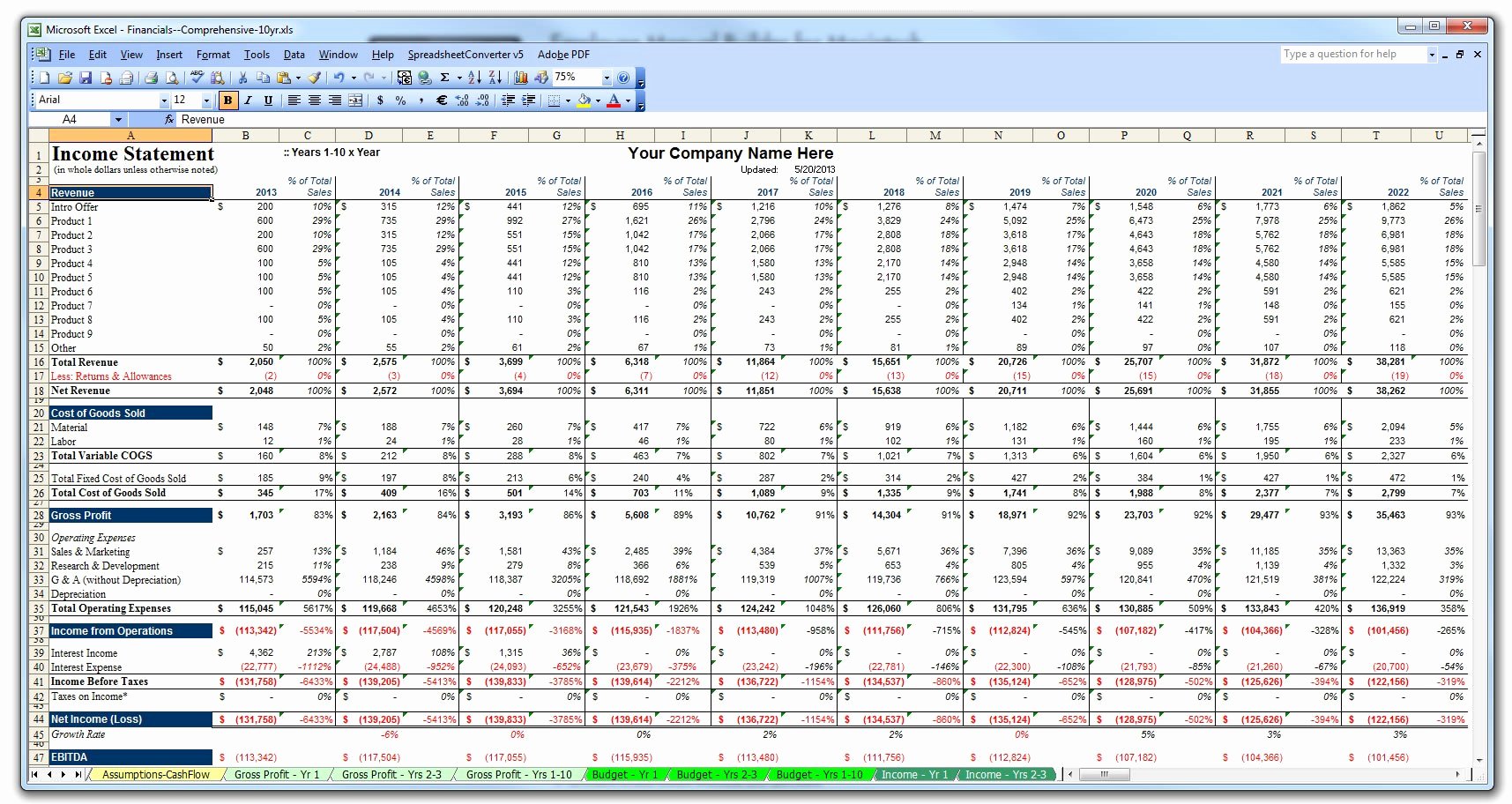 Business Plan Template Excel