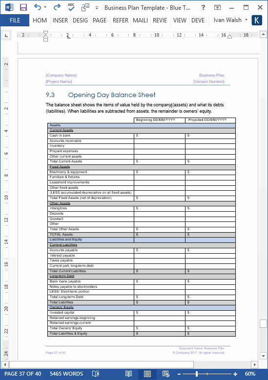 Business Plan Templates 40 Page Ms Word 10 Free Excel