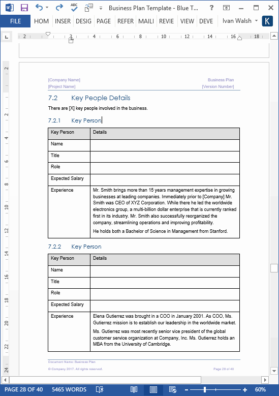 Business Plan Templates 40 Page Ms Word 10 Free Excel
