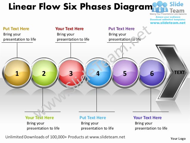 Business Power Point Templates Linear Flow Six Phases