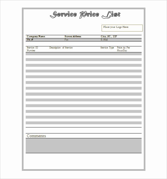 Business Price List Template Free Price List Template 25