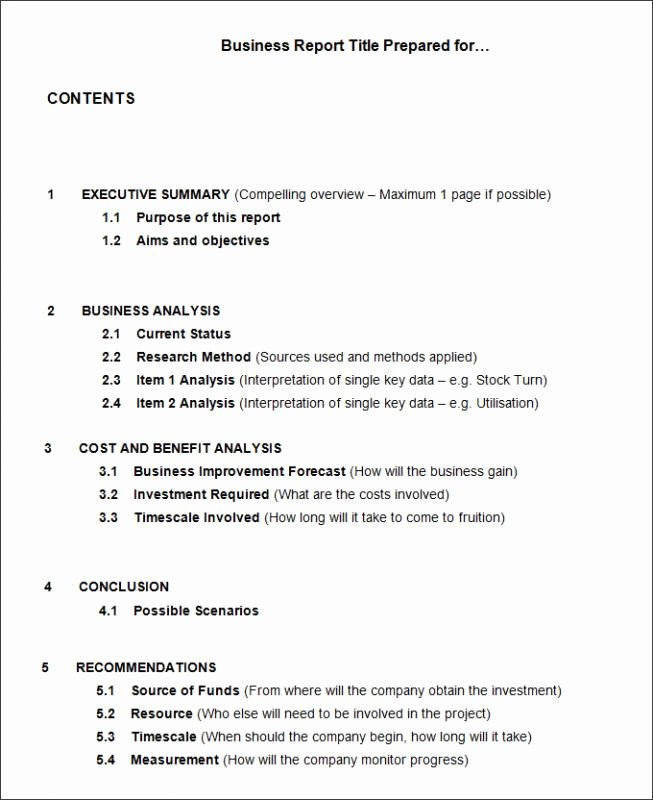 Business Report format