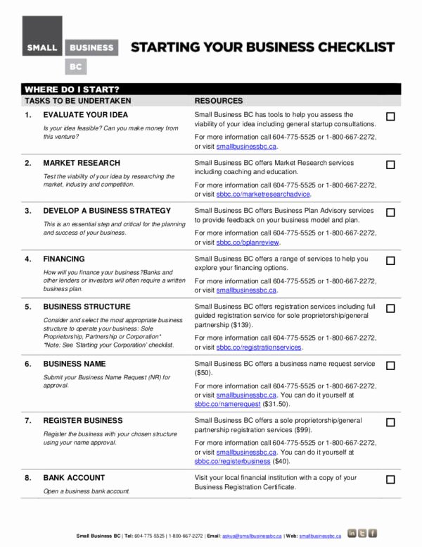 business startup checklist