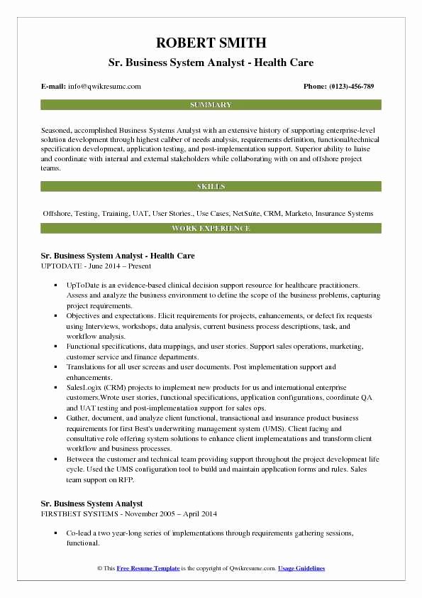 Business System Analyst Resume Samples
