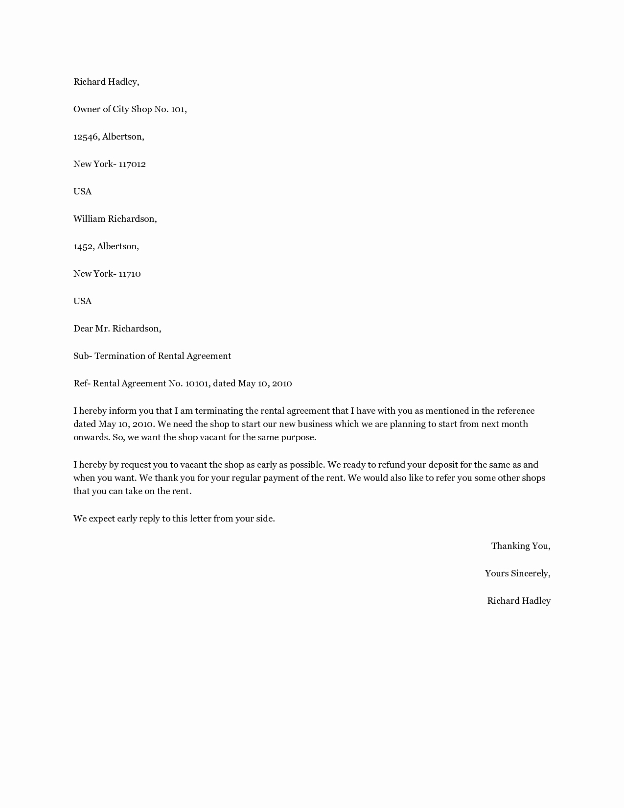 Business Termination Letter Mughals