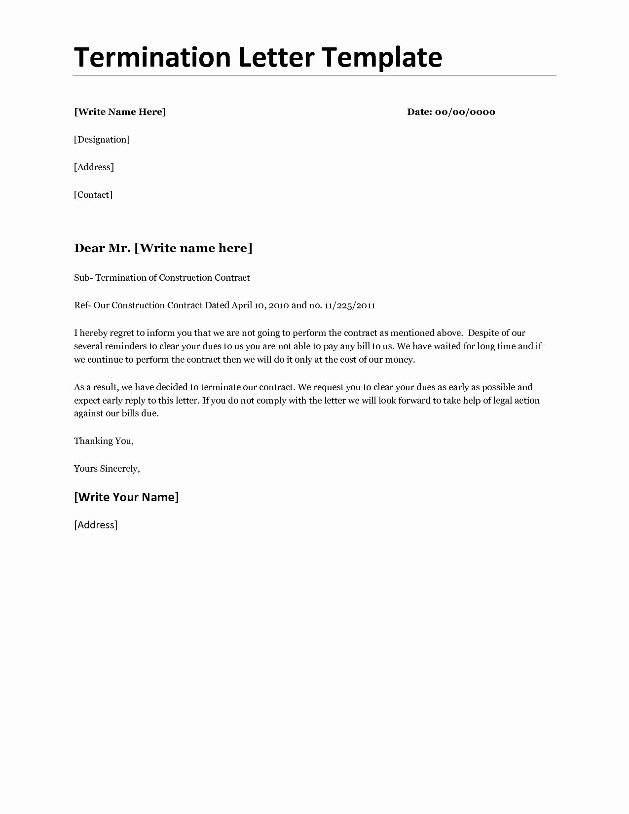 Business Termination Letter Template Samples for Your