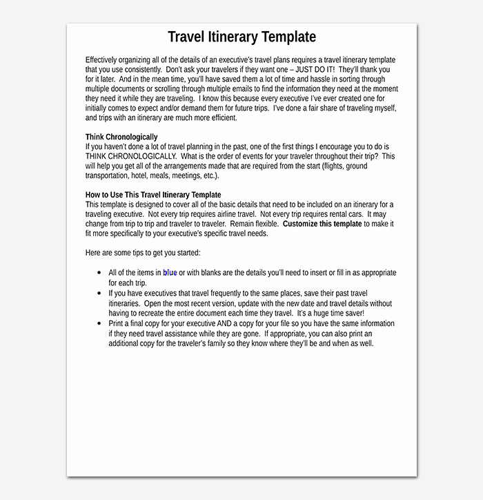 Business Travel Itinerary Template 23 Word Excel &amp; Pdf