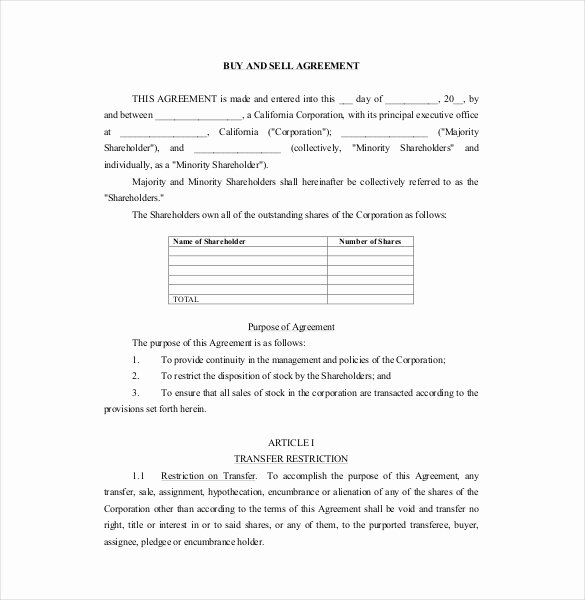 Buy Sale Agreement Template – 10 Free Word Pdf Document