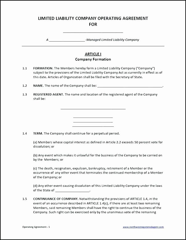 C Corporation Operating Agreement Template Simple Free