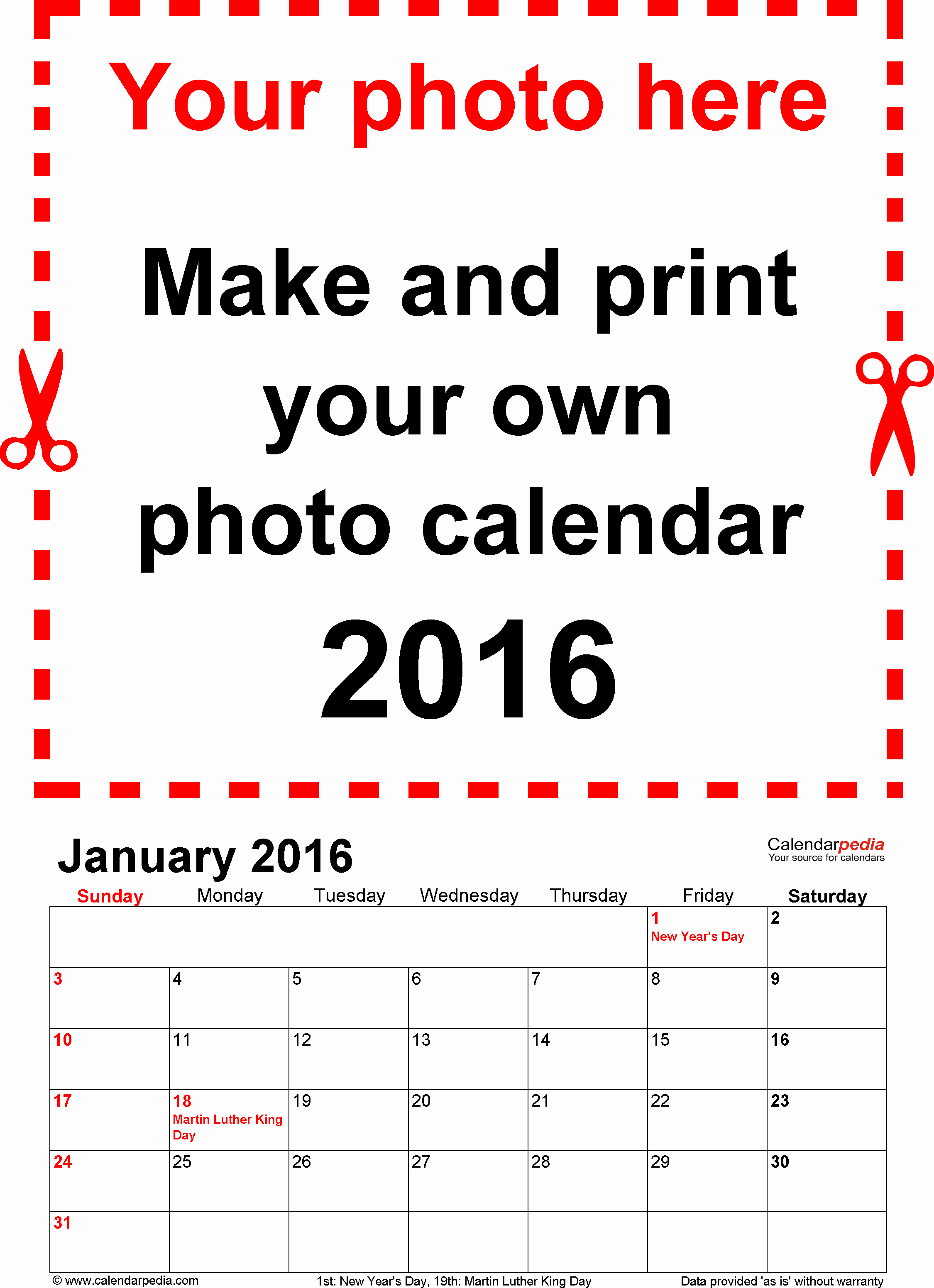 Calendar 2016 Free Printable Word Templates