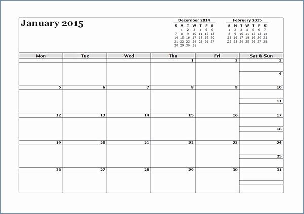 Calendar Template for February 2015