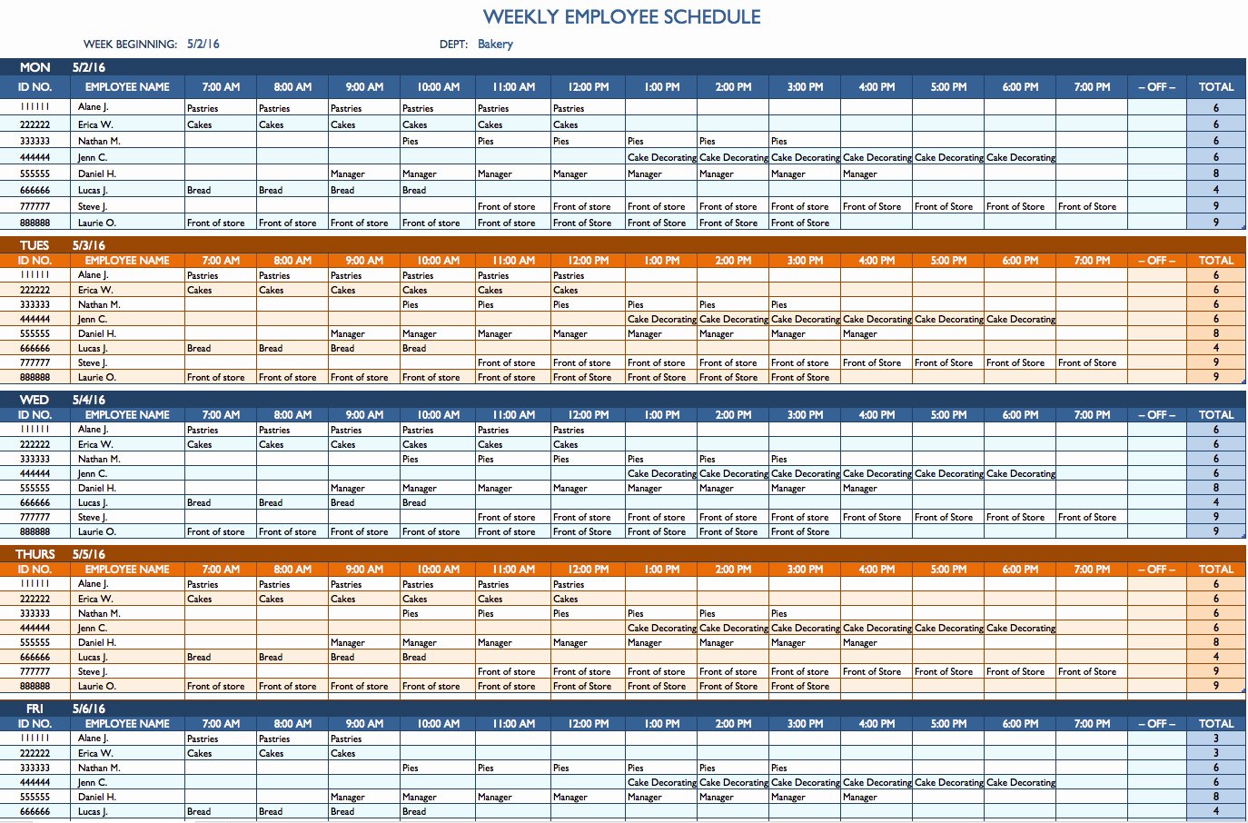 Call Schedule Template Excel