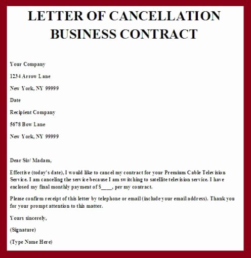 Cancellation Business Contract