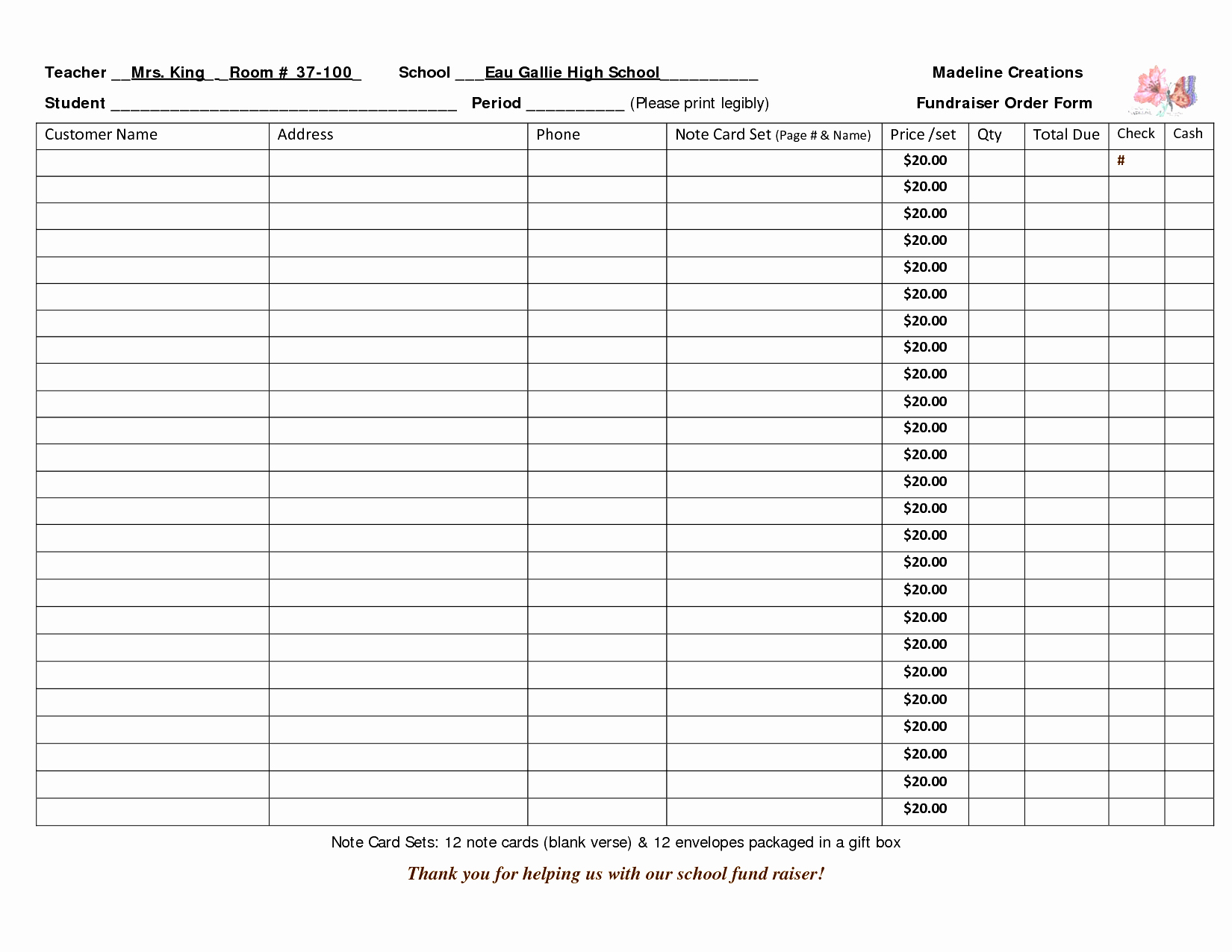 Candle order form Template Fundraising 3 10 From 42 Votes